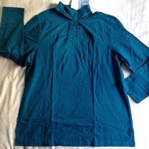 Liz & Me Turtleneck Top Size 14W Blue Long Sleeve